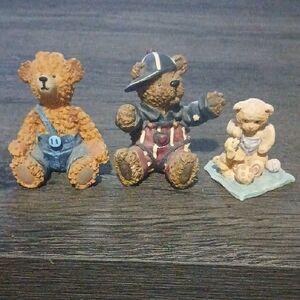 Adorable Bear Figurine Set - Brown and Blue